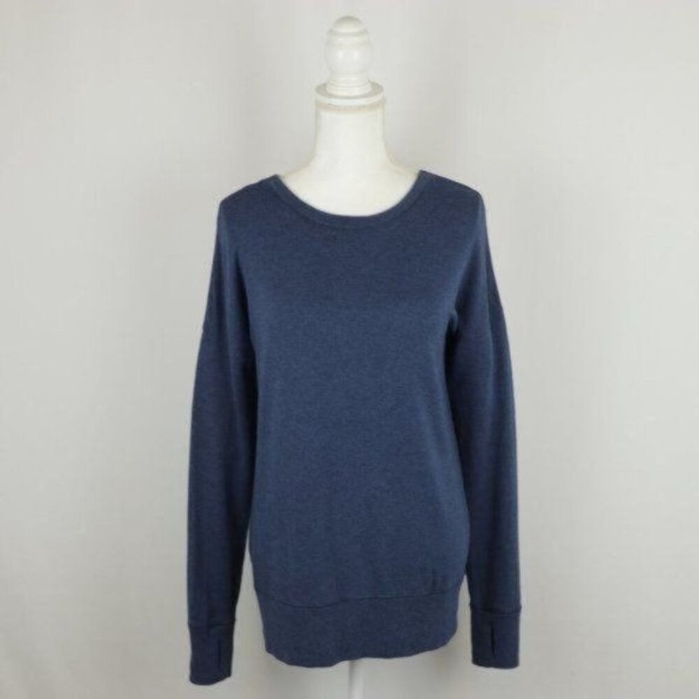 Athleta Women's Small Blue Scoop Neck V-Back Tunic Length Activewear Sweatshirt
